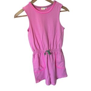 Boden Kids Girls Pink‎ Spring Pom Pom Trim 1pc Romper Shorts Outfit Sz 13-14